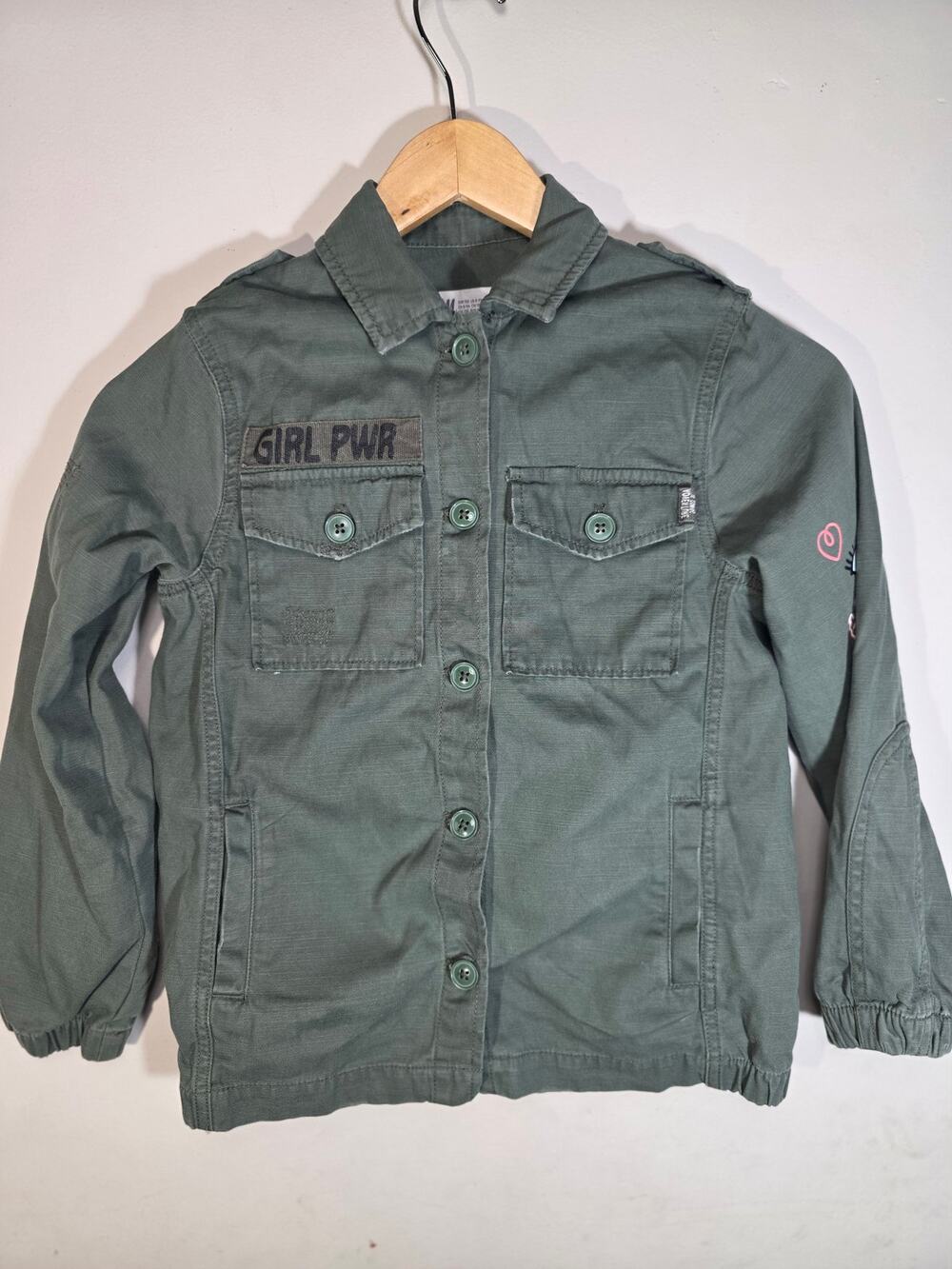 H&M Girls Olive Green Military Utility Jacket You Got This Size 8-9Y